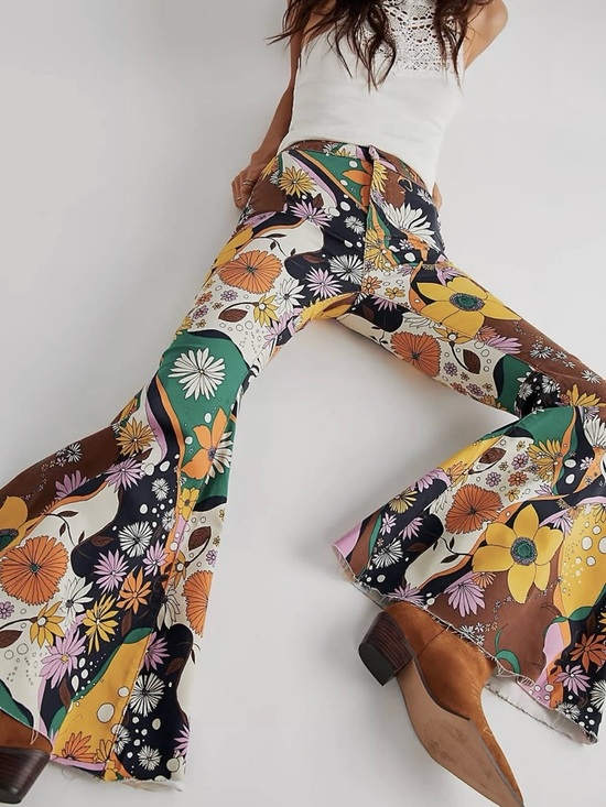 Free People Denim - Free People RARE Flare Jeans Psychedelic Combo